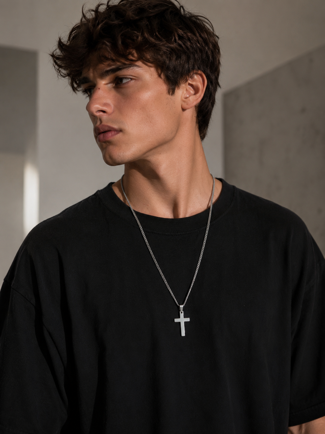 Collier Croix pour Homme Acier Étanche, Style Décontracté