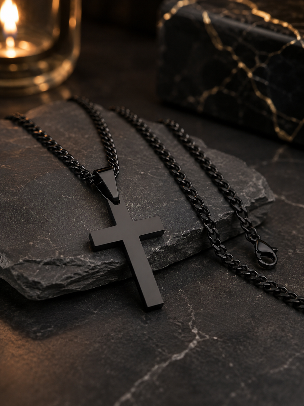 Collier Croix pour Homme Acier Étanche, Style Décontracté
